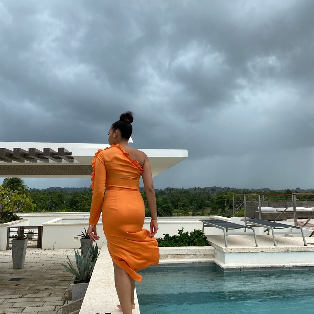 & other stories orange one shoulder summer dress